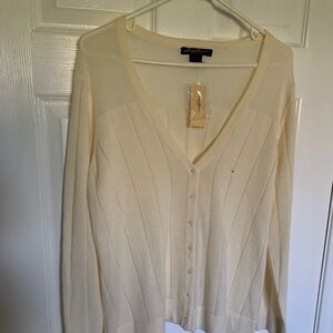 Eddie Bauer Cream Button-Up Cardigan mens XL